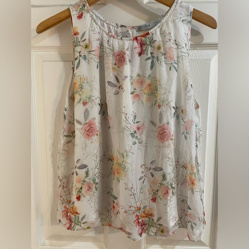 Silk Floral Tank Top by Endenze. Size L